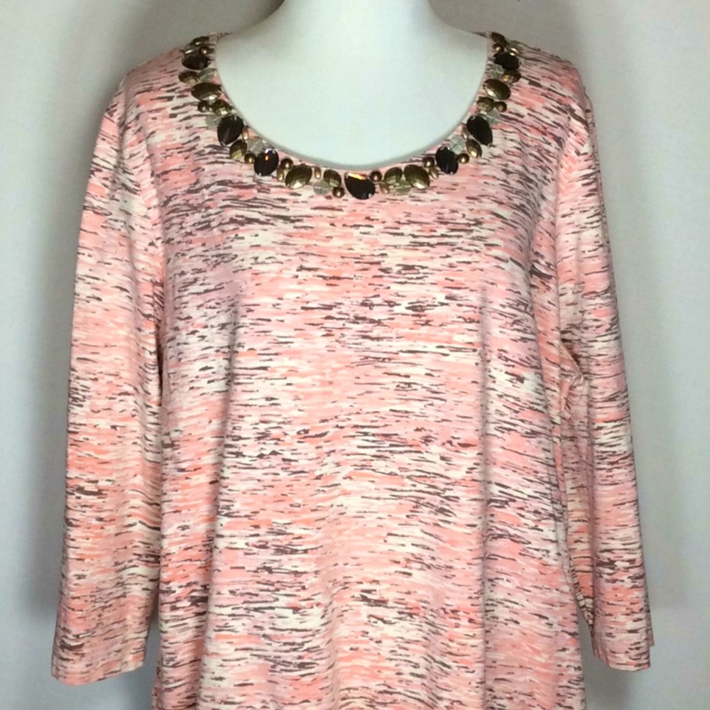 Jewel Embellished Neckline Top